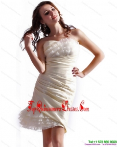 Fashionable Strapless Mini Length Damas Dresses with Ruching