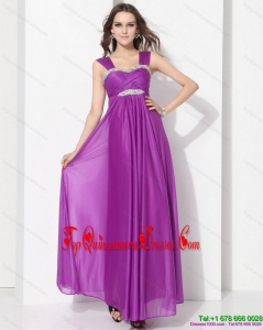 Fashionable Empire Floor Length Damas Dress with Ruching and Beading