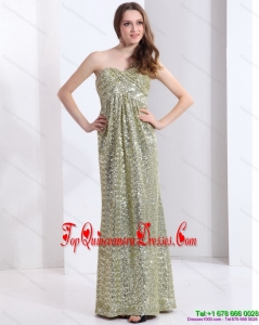 Fashionable One Shoulder Floor Length Sequined Damas Dress for 2015