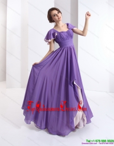 2015 Fashionable Dama Dress with Ruching and Cap Sleeves