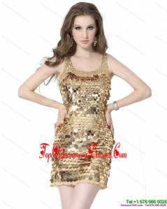 2015 Fashionable Scoop Mini Length Dama Dress with Sequins