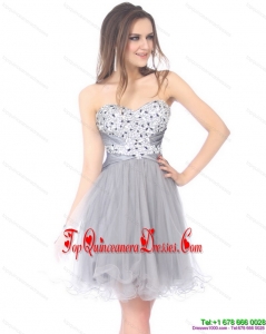 2015 Fashionable Sweetheart Grey Dama Dress with Rhinestones
