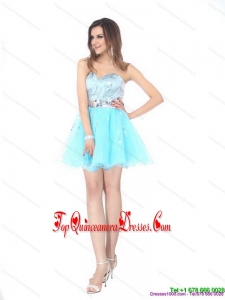 2015 Fashionable Sweetheart Light Blue Dama Dress with Sequins