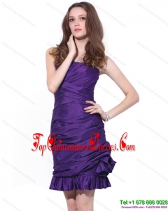 Fashionable 2015 Strapless Mini Length Dama Dress with Ruching