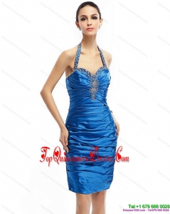 Fashionable Halter Top Beading and Ruching Dama Dress for 2015