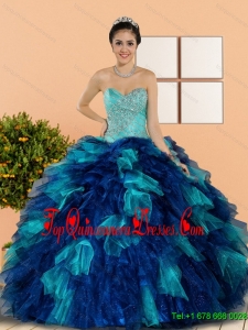 Beautiful Sweetheart Beading and Ruffles Quinceanera Dresses in Multi Color