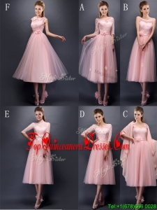 Fashionable Baby Pink Tulle Damas Dress in Tea Length