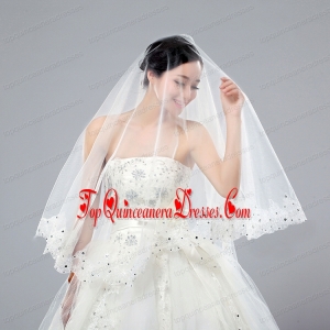 One-Tier Cut Edge White Classic Chapel Bridal Veils