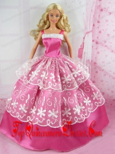 Beautiful Pink Gown With Embroidery For Barbie Doll