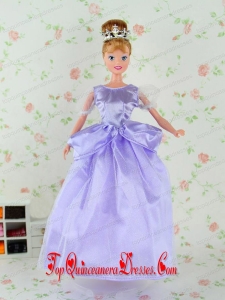 Beautiful Lilac Tulle Party Dress for Noble Barbie Doll
