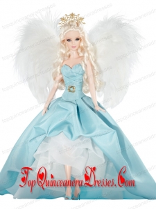 Elegant Party Dress with Blue Taffeta Made to Fit the Barbie Doll