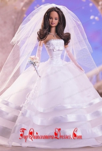 Fashion Handmade Barbie White Organza Wedding Dress For Barbie Doll