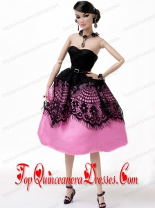 New Beautiful Rose Pink Handmade Party Clothes Fashion Dress for Noble Barbie
