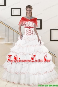 Pretty Ruffeld Layers 2015 Quinceanera Dresses with Strapless