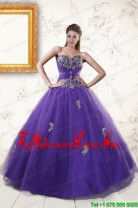 Popular Purple Quinceanera Dresses with Appliques and Beading