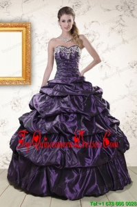 Popular Sweetheart Purple Sweet 15 Dresses with Appliques for 2015