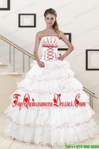 Popular Ruffeld Layers 2015 Quinceanera Dresses with Appliques