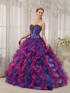Multi-colored Quinceanera Dress Sweetheart Appliques Ball Gown