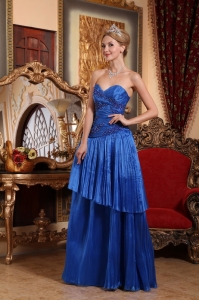 Royal Blue Prom Dress Sheath Sweetheart Floor-length Organza