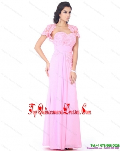 Fashionable Beading Sweetheart Ruching Damas Dresses in Baby Pink