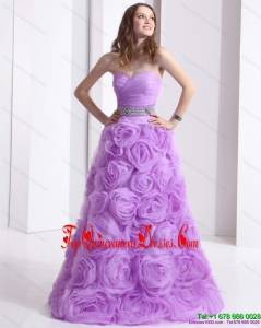 Fashionable Lilac Sweetheart Damas Dresses with Rolling Flowers and Sequins