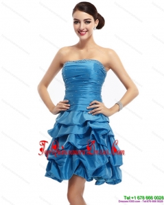 Fashionable Baby Blue Strapless Damas Dresses with Pick Ups and Beading