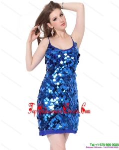 Fashionable Sequins Spaghetti Straps 2015 Damas Dresses in Blue