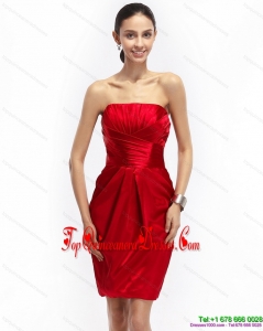 Fashionable Strapless Ruching Damas Dresses in Red