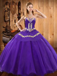 High Quality Purple Sleeveless Embroidery Floor Length Sweet 16 Quinceanera Dress