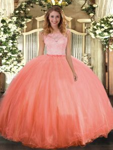 Popular Tulle Sleeveless Floor Length Quinceanera Dress and Lace