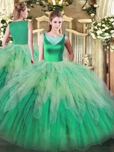 Multi-color Sleeveless Floor Length Beading and Ruffles Backless Quinceanera Dress