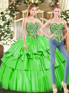 Dramatic Lace Up Quinceanera Gowns Ruffled Layers Sleeveless Floor Length