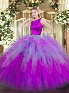 Dramatic Ruffles Sweet 16 Dress Multi-color Clasp Handle Sleeveless Floor Length
