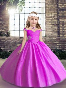 Lilac Sleeveless Beading Floor Length Pageant Dresses