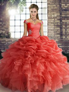 Delicate Sleeveless Lace Up Floor Length Beading and Ruffles and Pick Ups Ball Gown Prom Dress