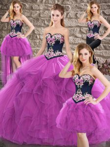 Noble Purple 15 Quinceanera Dress Sweet 16 and Quinceanera with Beading and Embroidery Sweetheart Sleeveless Lace Up