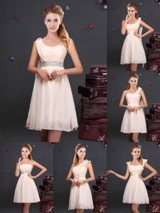 Free and Easy Sleeveless Chiffon Quinceanera Court Dresses Ruffles and Sequins and Ruching and Bowknot and Hand Made Flower Zipper