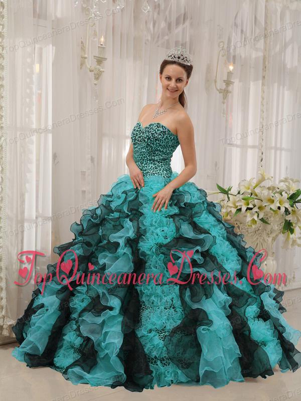 Multi-colored Ball Gown Sweetheart Floor-length Organza Beading Quinceanera Dress