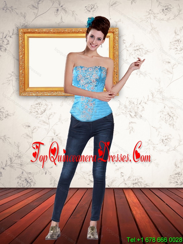 Elegant Multi Color Strapless 2015 Corset with Beading