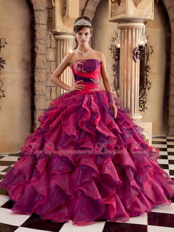 Multi-color Quinceanera Dress Strapless Organza Sweet 16