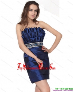 2015 Fashionable Strapless Damas Dresses with Ruching and Beading