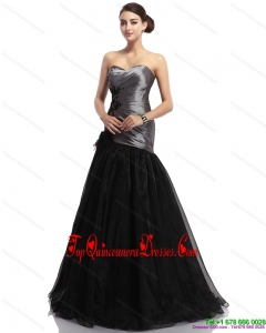 Fashionable Appliques Ruching Brush Train Damas Dresses in Sliver and Black
