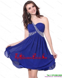 2015 Fashionable One Shoulder Beading Damas Dress with Criss Cross
