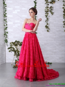 Fashionable Brush Train 2015 Dama Dress with Ruching and Beading