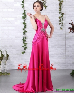 Fashionable Brush Train 2015 Damas Dress with Ruching and Beading