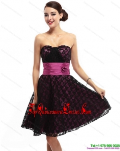 Fashionable Sweetheart Mini Length Damas Dress with Lace and Hand Made Flowers
