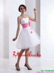 2015 Romantic Sweetheart White Prom Dress with Hand Made Flowers