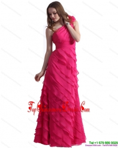 One Shoulder Dama Dresses with Ruffled Layers and Hand Made Flower for 2015