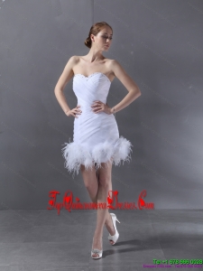 White Sweetheart Mini Length 2015 Dama Dresses with Ruching