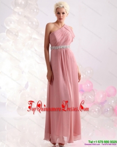 2015 Wonderful One Shoulder Gorgeous Dama Dress with Beading and Ruching